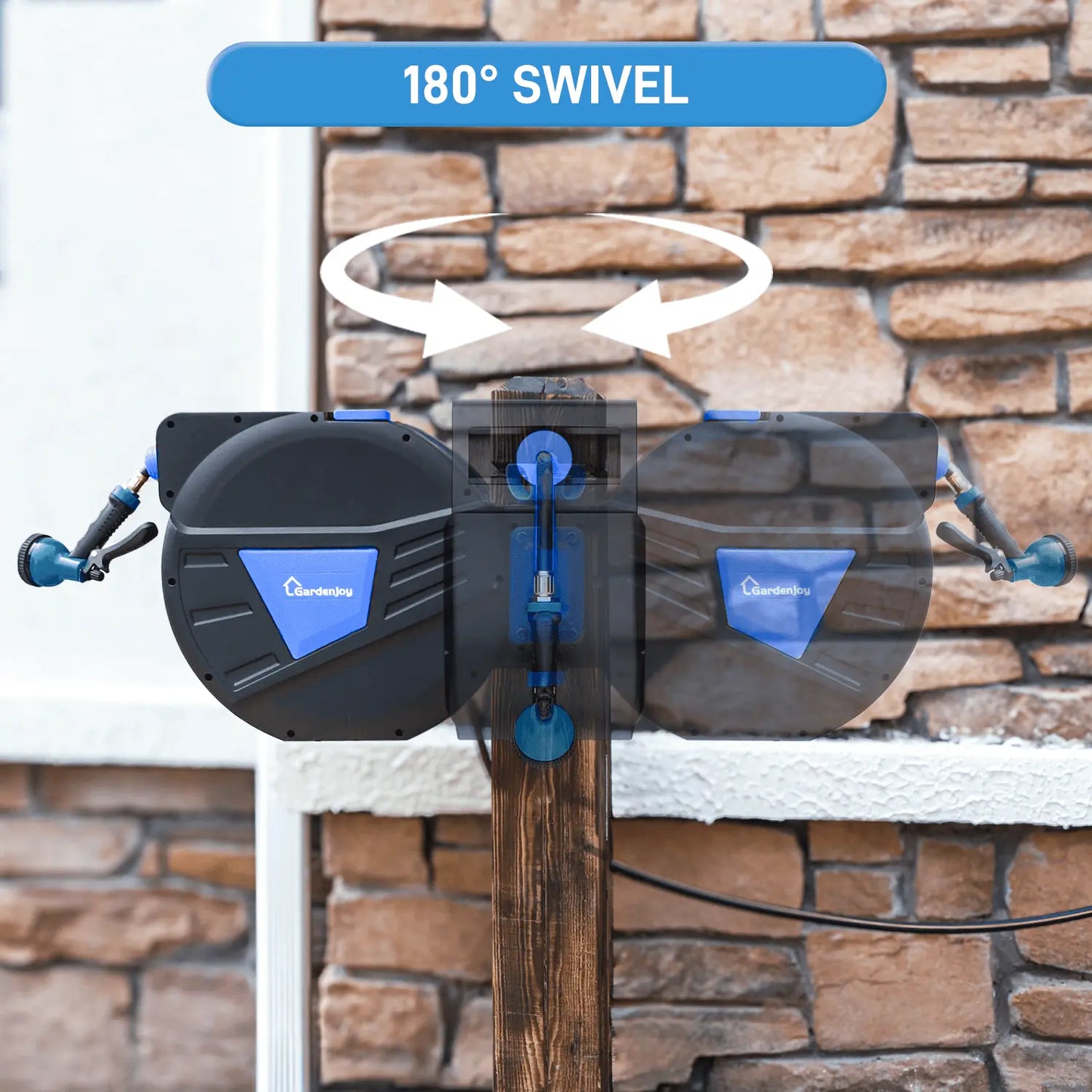 Retractable Garden Hose Reel – Heavy-Duty, Wall-Mounted Water Hose Storage (Blue)