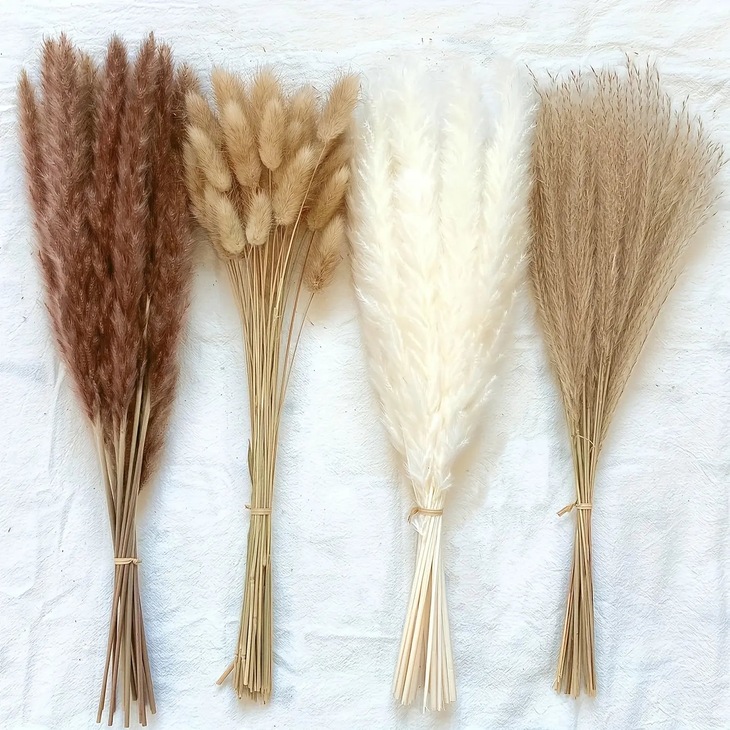 Nortureflora Natural Dried Pampas Grass Decorative Flower Set - 100/200/300/400PCS, Farmhouse Boho Floral Plants for Wedding, Bedroom Aesthetic & DIY Arrangements